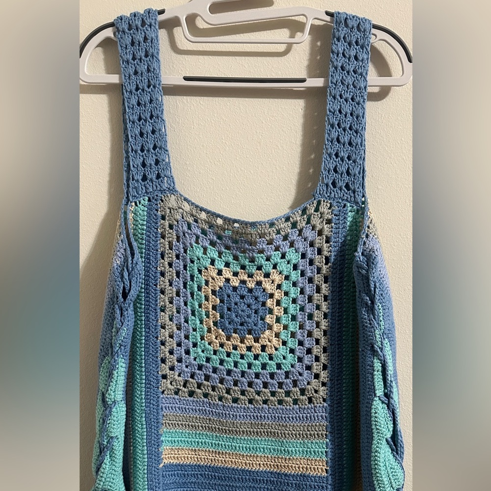NEW - POL Women’s Granny Square Crochet Multicolor Tank Top